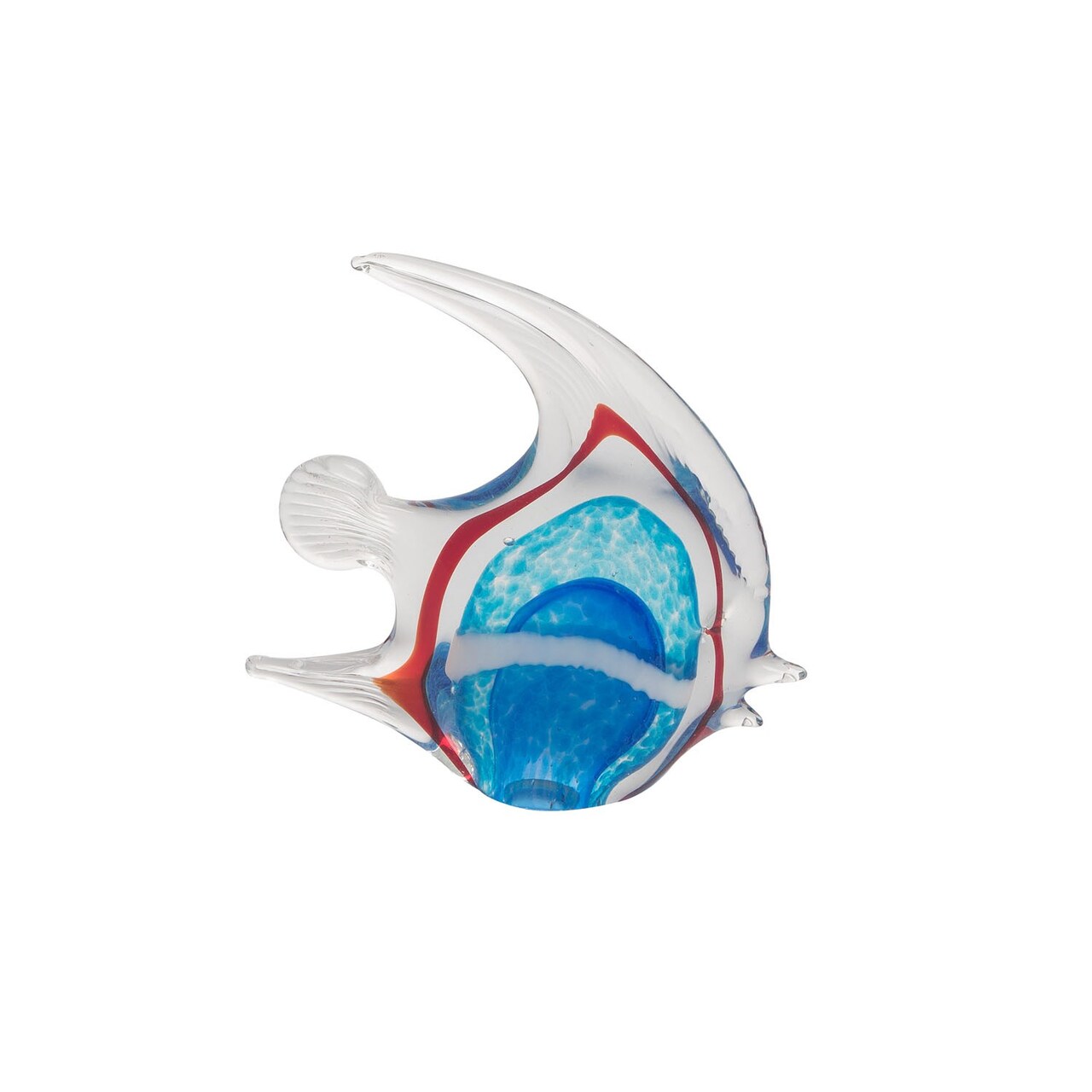 Two Tone Turquoise Angelfish Glass Art Figurine Home Decor Beach Coastal Ocean Sea Life 6.7 x 1.97 x 6.7